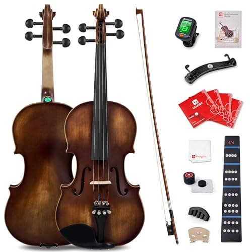 Vangoa 1/2 Size Acoustic Violin Kit for Beginners — Dark Brown