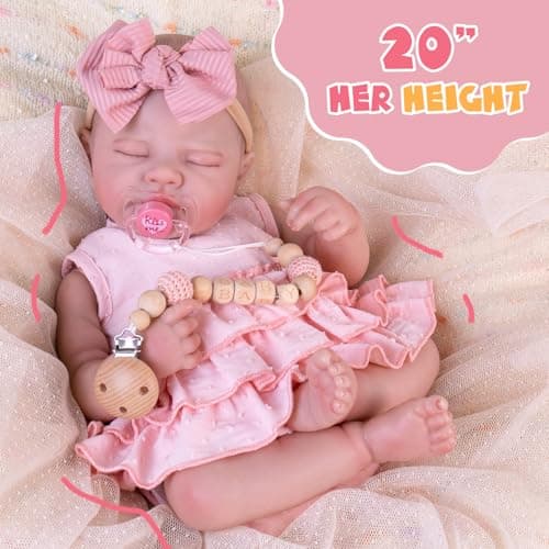 Aori Realistic 20 Inch Newborn Baby Girl Doll with Poseable Limbs & Feeding Kit