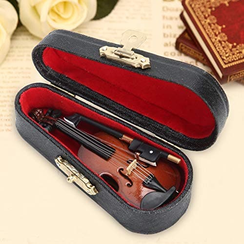 Mini Wooden Violin Model with Stand & Decor Ornaments