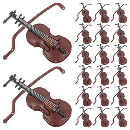 BESPORTBLE 1/12 Scale Mini Violin and Bow Set for Dollhouse Decoration