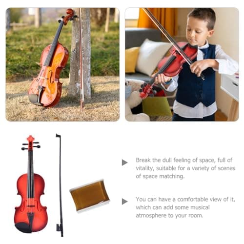 Vaguelly 1 Set Kids Violin Toy with Bow, 4 Strings Educational Musical Toy