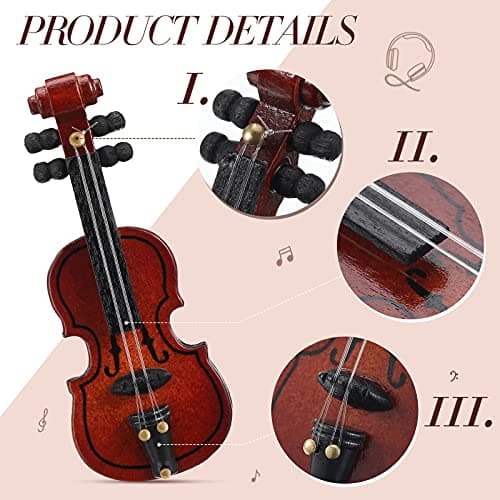 Chalyna Miniature Wooden Violin Model for Dollhouse - 2 Pieces (2.56 x 0.98 x 0.39 Inch)