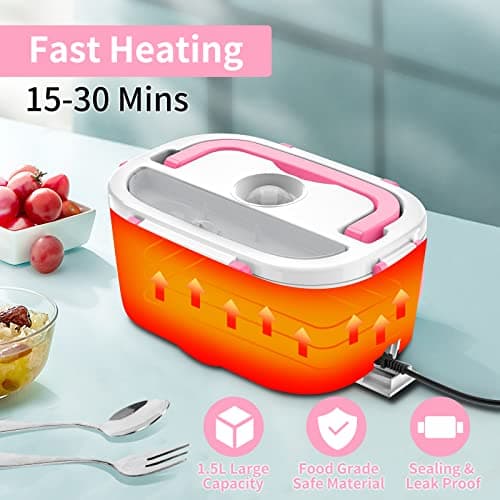 12V/24V/110V 80W Faster Heated Electric Lunch Box with 1.5L 304 SS Container