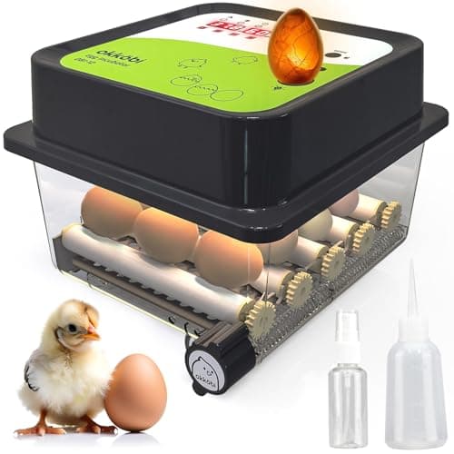 12-Egg Okkobi OBI-12 Incubator with Automatic Turning & Humidity Control — Black Green
