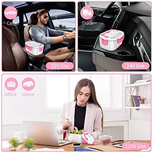 12V/24V/110V 80W Faster Heated Electric Lunch Box with 1.5L 304 SS Container