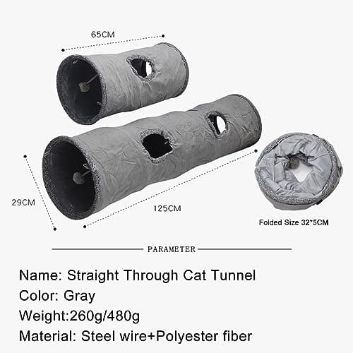 Collapsible Cat Play Tube Tunnel with Peepholes & Bubble Ball