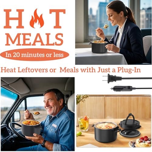 100W Portable Electric Lunch Warmer 33oz Leak-proof for Work and Travel