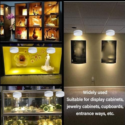 Zerodis 2 Sets 5V 1W USB Eye Caring Round LED Spot Lights White White Light Jewelry Cabinet Display