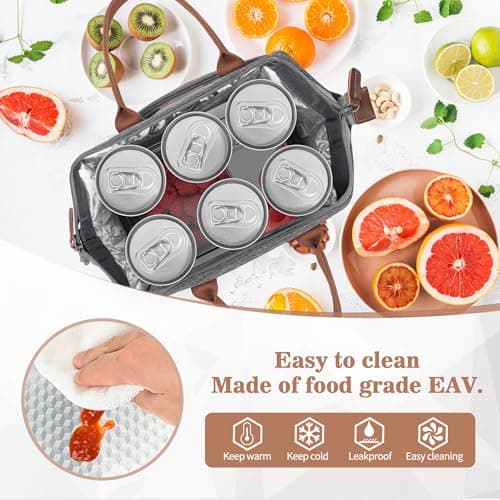 LOKASS Insulated Lunch Bag, Durable Nylon Snacks Organizer, Grey