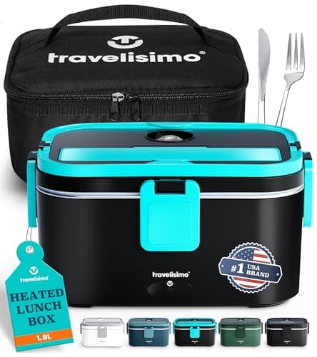 XL Heated Lunch Box 1.8L for Men, 80W Portable Work Warmer — Neon Blue