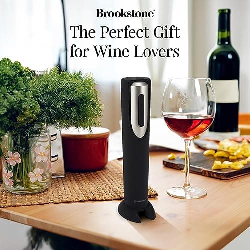 Brookstone Automatic Electric Wine Opener & Foil Cutter with Stand - Perfect Wine Gift for Men