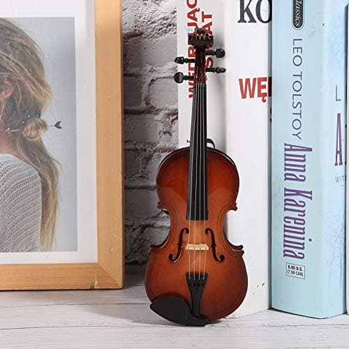 Oumefar Mini Viola Replica with Case - Wooden Miniature Violin for Crafts and Gifts