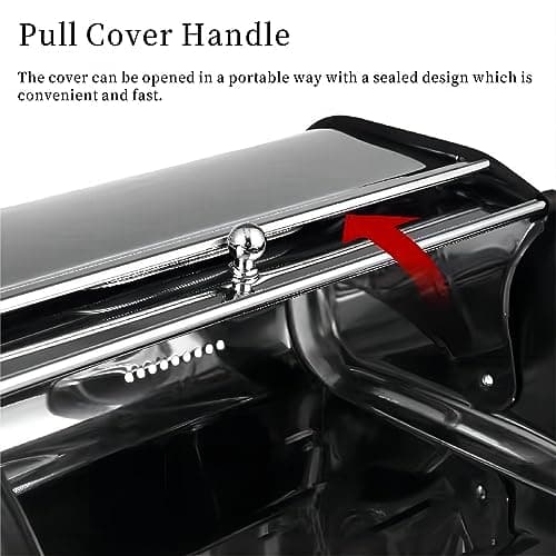 Large Capacity Iron Bread Bin with Roll Up Lid, Black (Home Kitchen)