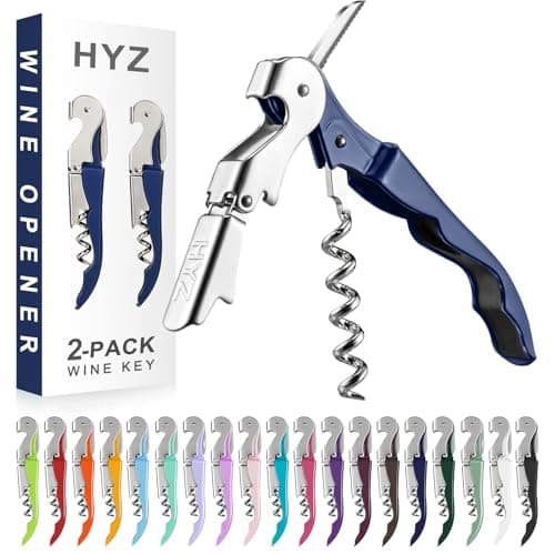 HYZ 2-Pack Pink Wine Opener with Foil Cutter — Navy Blue