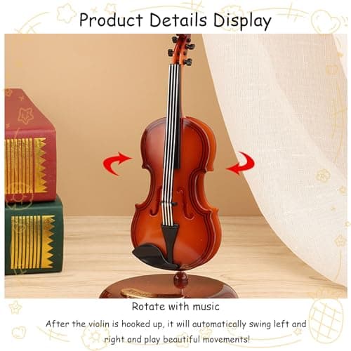 Classical Music Box Mini Violin Home Craft Gift