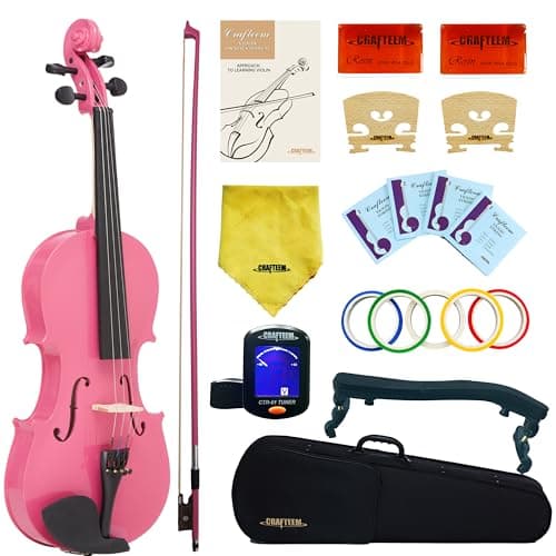 Spruce and Maple Solid Wood Violin Outfit for Beginners - Craft Your Perfect Sound — Pink
