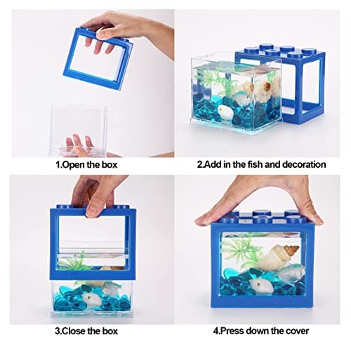 Mini Betta Fish Cube Decoration with LED Lighting for Desk