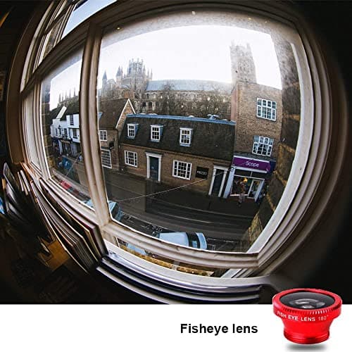 3-in-1 Universal Phone Camera Lens Kit: Wide Angle, Macro, Fisheye for iPhone, Samsung, Android (Red)