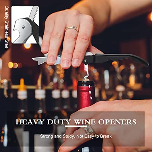 Black 100 Pack Heavy Duty Waiter's Corkscrew with Foil Cutter Wine Opener