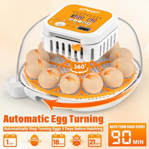 12 Incubators for Hatching Chicken, Duck, Quail & Goose with Automatic Turning & Humidity Control