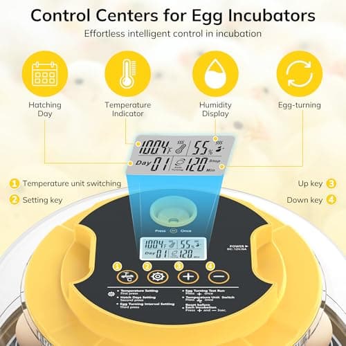 18-Egg Incubator with Auto Turning & Humidity Control, 360° View for Hatching Eggs