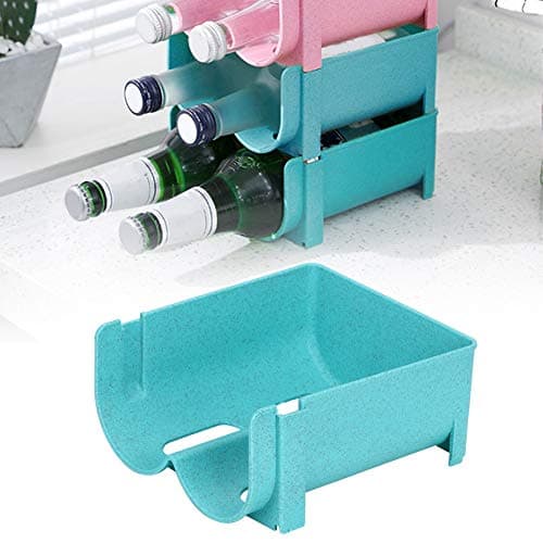 Stackable Beer & Wine Rack, Bottle & Can Storage for Kitchen Cabinet & Fridge (Blue)