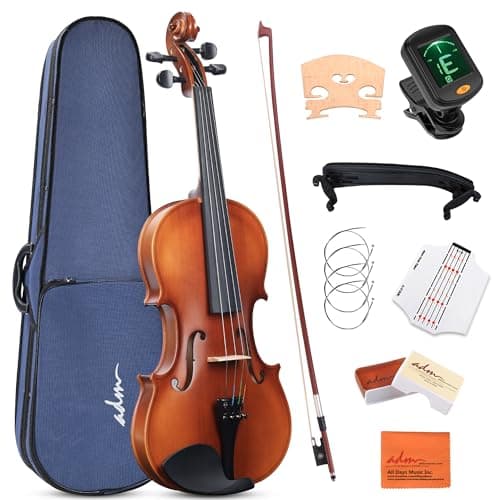 Adm 3/4 Size Wood Violin Set for Beginners with Case, Rosin, Bow, Tuner