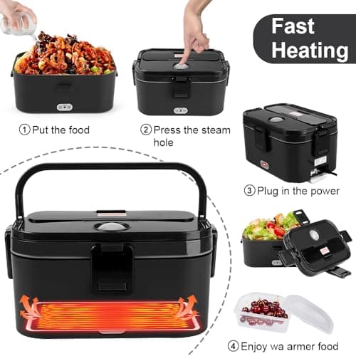 Fast Portable 1.8L 80W Heated Lunch Warmer with 2 Compartments