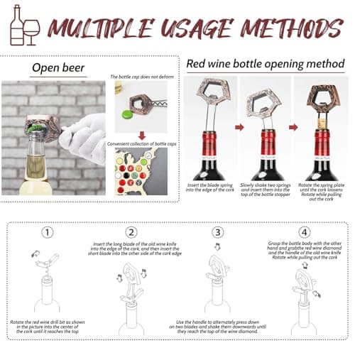 3 in 1 Ah-So Wine Opener, Bronze Corkscrew for Wine Lovers