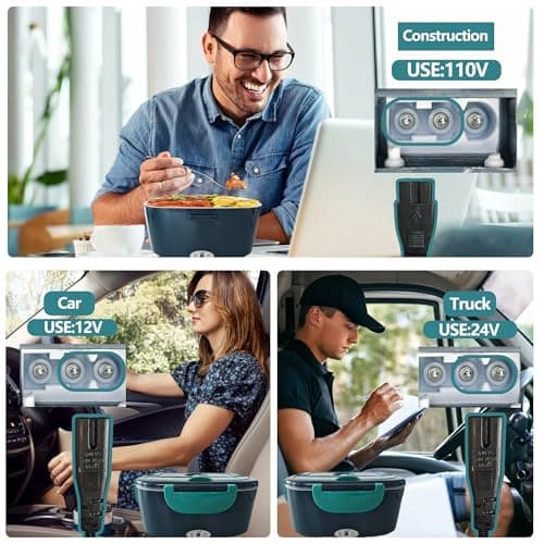 Portable Electric Lunch Box for Adults - 80W Stainless Steel Warmer for Office/Car/Truck