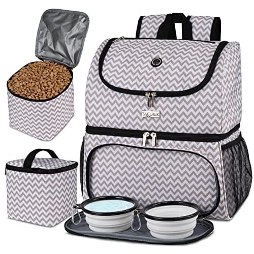 BAGLHER Airline Approved Dog Travel Backpack with Bowls and Food Baskets, Gray — BLW