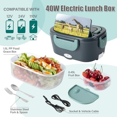 Large 1.5L Electric Lunch Box Heater for Adults, Portable Office Car Truck Warmer