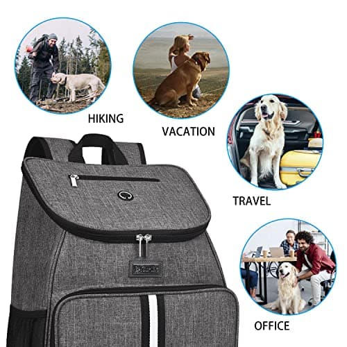 BAGLHER Airline Approved Dog Travel Backpack with Bowls and Food Baskets, Gray