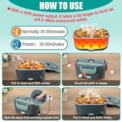 Large 1.5L Electric Lunch Box Heater for Adults, Portable Office Car Truck Warmer