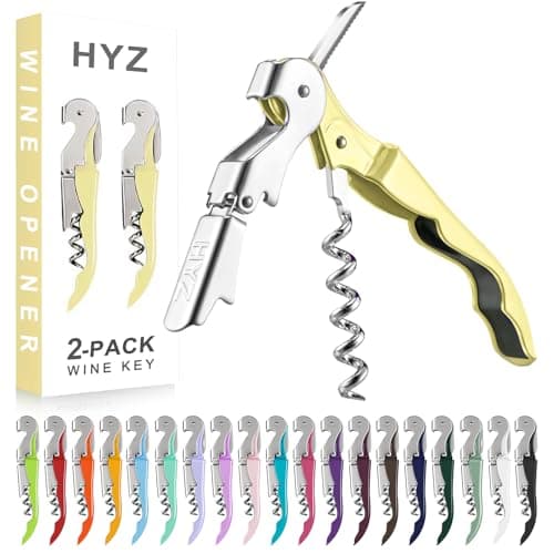 HYZ 2-Pack Pink Wine Opener with Foil Cutter — Light Yellow