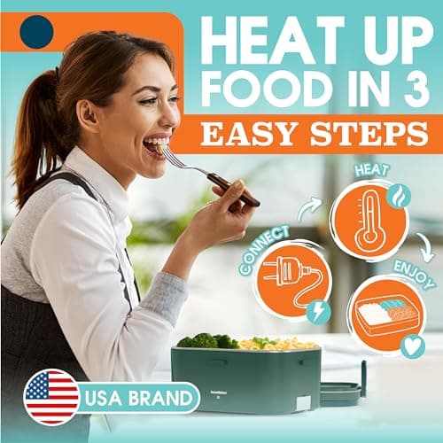 XL Heated Lunch Box 1.8L for Men, 80W Portable Work Warmer