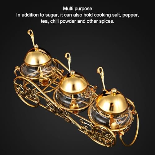 European Sugar Jar Set - Crystal Gold Finish (3 Pieces)