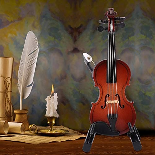 Cosiki Worlds Smallest Mini Violin Wooden Dollhouse Model Ornament