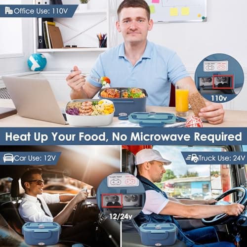 Dual 1.5L 80W Portable Electric Lunch Box for Adults & Truck Workers