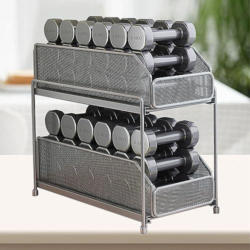 15x7.5x12.4in Silver Under Sink Cabinet Storage Organizer (2 Layer Slide Out Drawer)