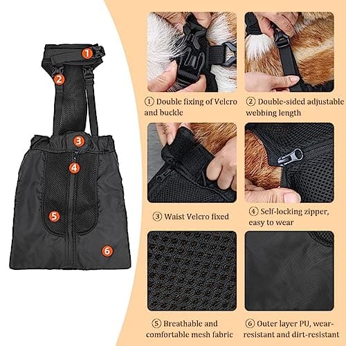 Disabled Pets Drag Bag for Back Legs | Black (X-Small)