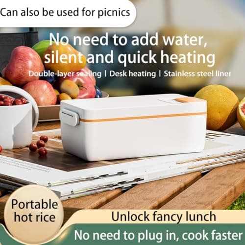 Cordless Electric Heater Lunch Box, 12000mAh Battery Powered, 1L 304 Stainless Steel
