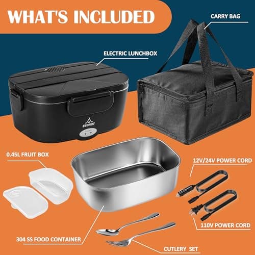 80W Heated Lunch Box for Adults, 1.5L Food Warmer Car/Truck/Office