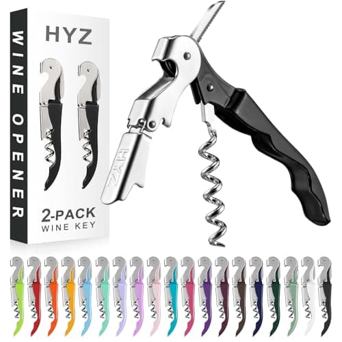 HYZ 2-Pack Pink Wine Opener with Foil Cutter — Black