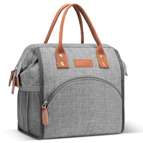 LOKASS Insulated Lunch Bag, Durable Nylon Snacks Organizer, Grey