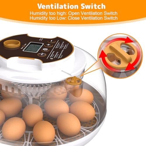 18-Egg Automatic Turning Incubator with Humidity Control and LED Display