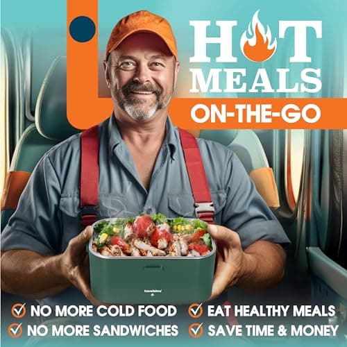 XL Heated Lunch Box 1.8L for Men, 80W Portable Work Warmer