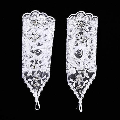 Zerodis Ivory Rhinestone Fingerless Gloves for Brides and Evening Events