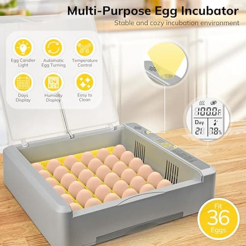 36-60 Egg Incubator with Auto Turning & Humidity Control, 360° View Digital Display Incubator for Hatching Chicken, Duck