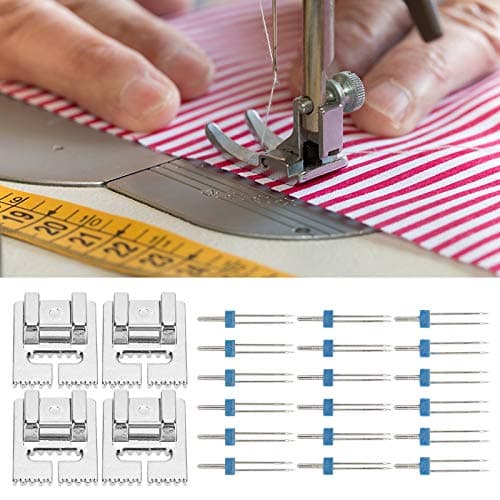 Double Needles Pins & Presser Foot Set for Sewing Machine